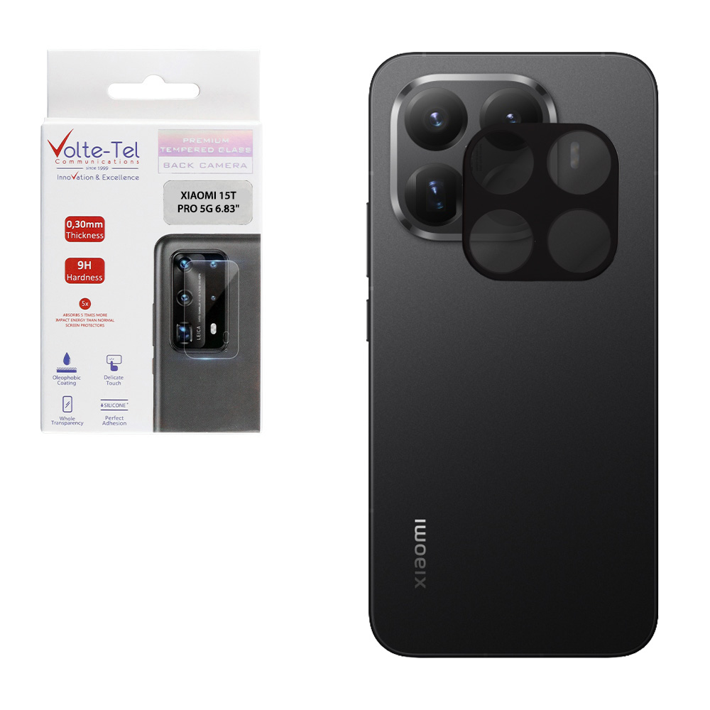 VOLTE-TEL TEMPERED GLASS XIAOMI 15T PRO 5G 6.83" 9H 0.25mm 3D CURVED FOR CAMERA BLACK