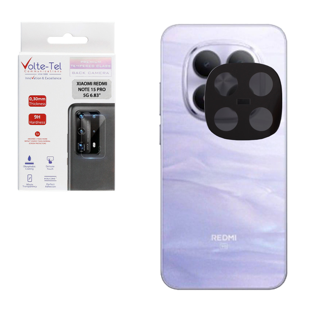 VOLTE-TEL TEMPERED GLASS XIAOMI REDMI NOTE 15 PRO 5G 6.83" 9H 0.25mm 3D CURVED FOR CAMERA BLACK