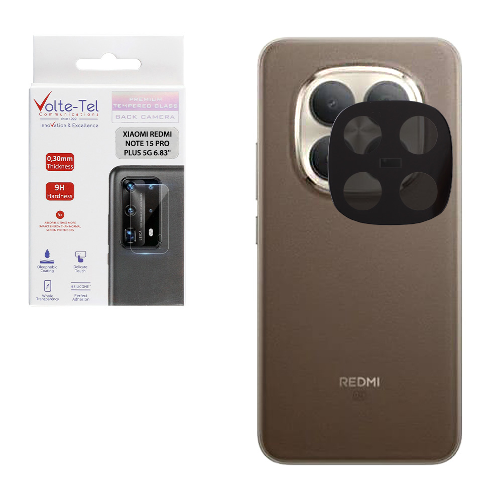 VOLTE-TEL TEMPERED GLASS XIAOMI REDMI NOTE 15 PRO PLUS 5G 6.83" 9H 0.25mm 3D CURVED FOR CAMERA BLACK