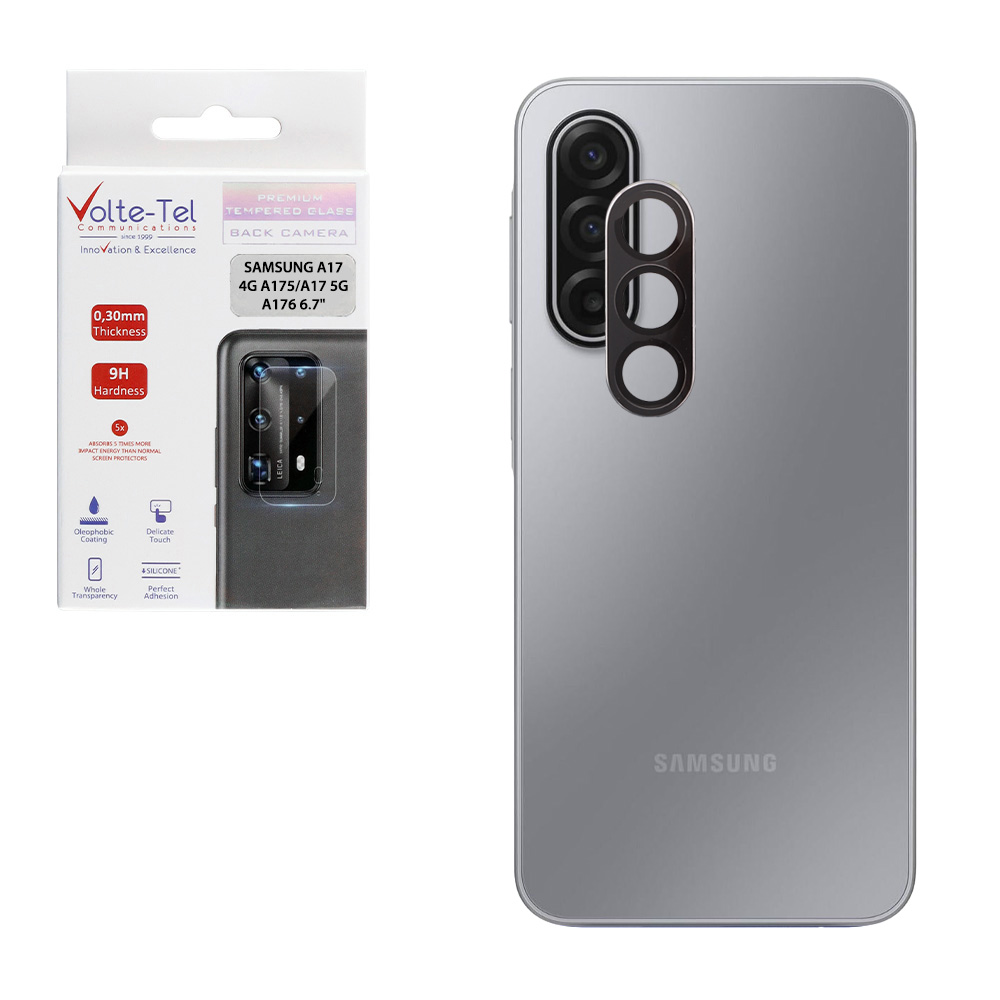 VOLTE-TEL CAMERA GLASS COVER SAMSUNG A17 4G A175/A17 5G Α176 6.7" 9H 0.30MM EASY APPLICATION BLACK