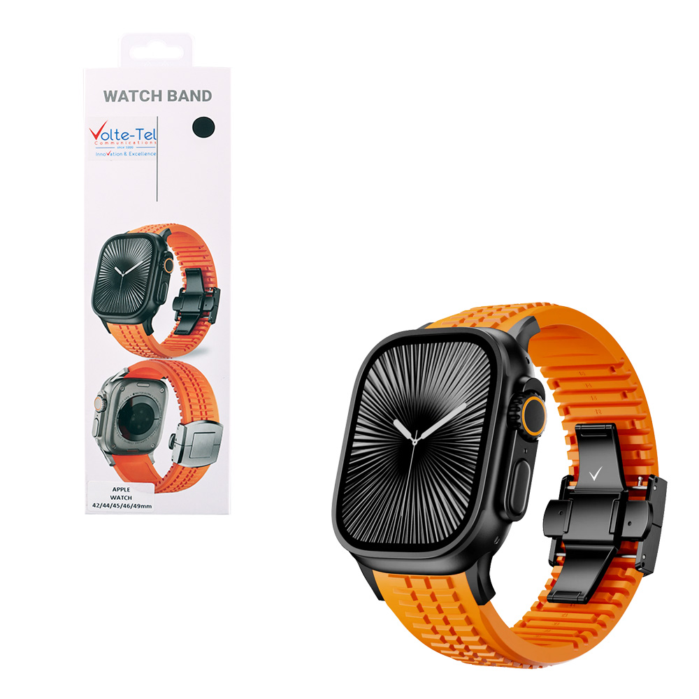 VOLTE-TEL VT156 ΛΟΥΡΑΚΙ ΡΟΛΟΓΙΟΥ ΣΙΛΙΚΟΝΗΣ ΣΥΜΒΑΤΟ ΜΕ APPLE WATCH 42/44/45/46/49mm SPORT BUTTERFLY BUCKLE ORANGE