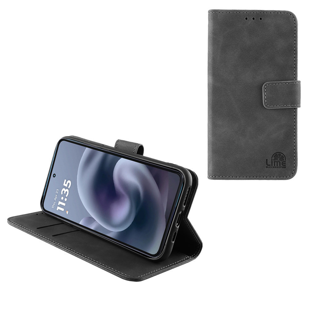 LIME ΘΗΚΗ MOTOROLA MOTO G86 XT2527-2/MOTO G86 POWER 5G XT2527-7 6.67" ESSENTIAL MAGNET BOOK STAND CLIP GREY