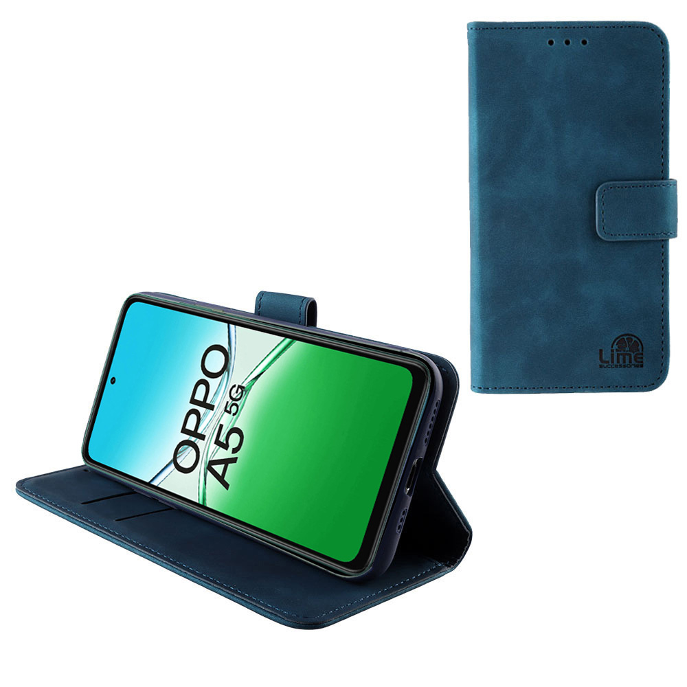 LIME ΘΗΚΗ OPPO A5 5G 6.67" ESSENTIAL MAGNET BOOK STAND CLIP DARK BLUE