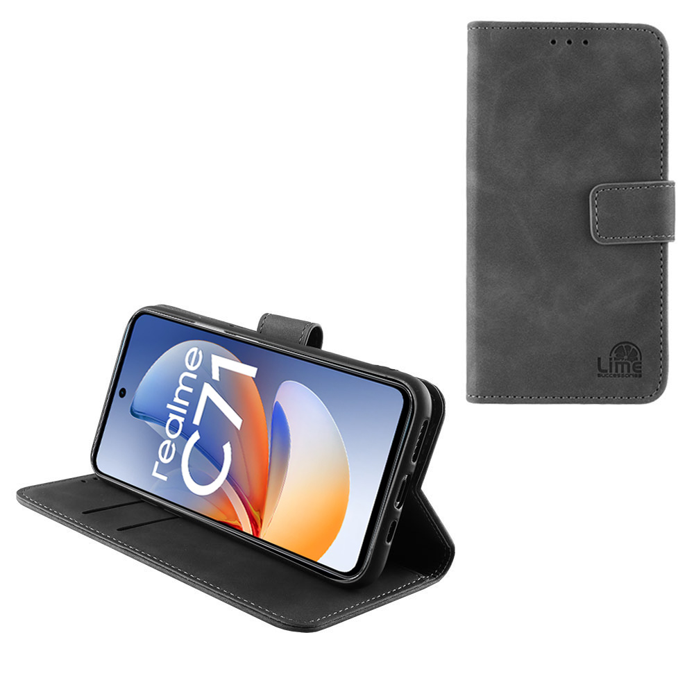 LIME ΘΗΚΗ REALME C71 6.67" ESSENTIAL MAGNET BOOK STAND CLIP GREY