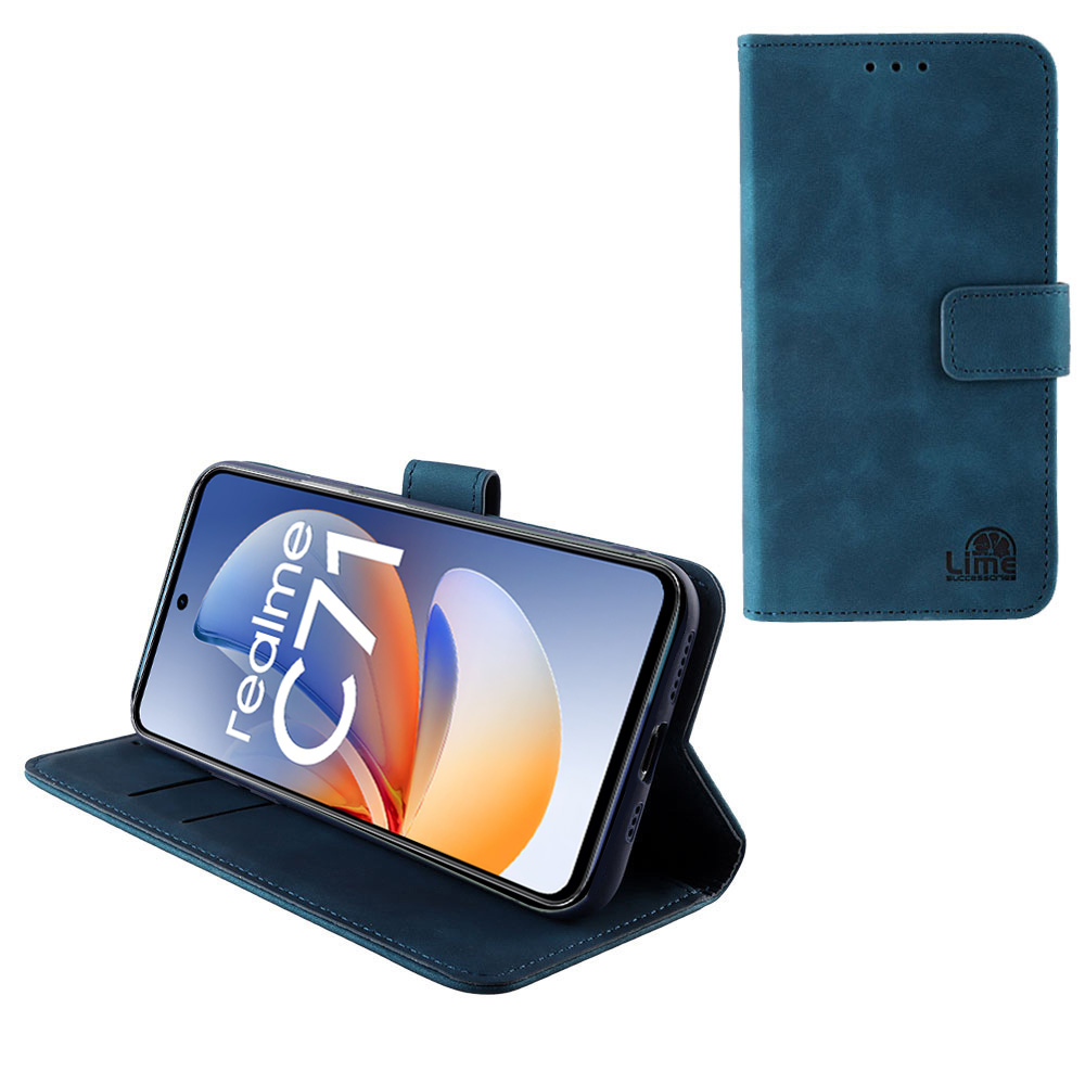 LIME ΘΗΚΗ REALME C71 6.67" ESSENTIAL MAGNET BOOK STAND CLIP DARK BLUE