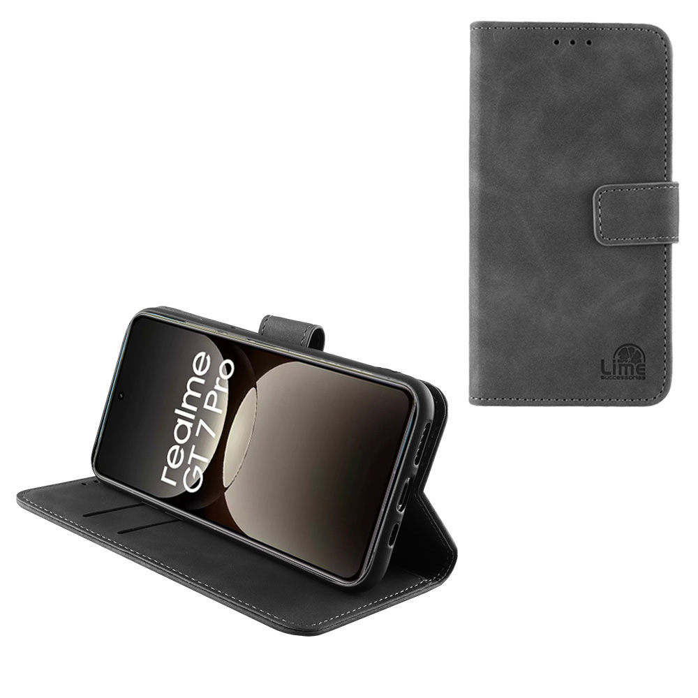 LIME ΘΗΚΗ REALME GT 7 PRO 5G 6.78" ESSENTIAL MAGNET BOOK STAND CLIP GREY