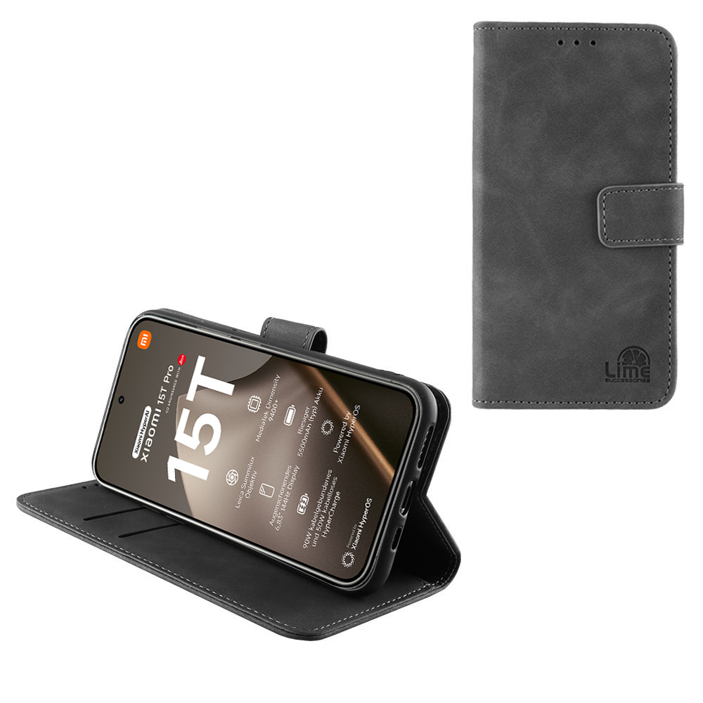 LIME ΘΗΚΗ XIAOMI 15T PRO 5G 6.83" ESSENTIAL MAGNET BOOK STAND CLIP GREY
