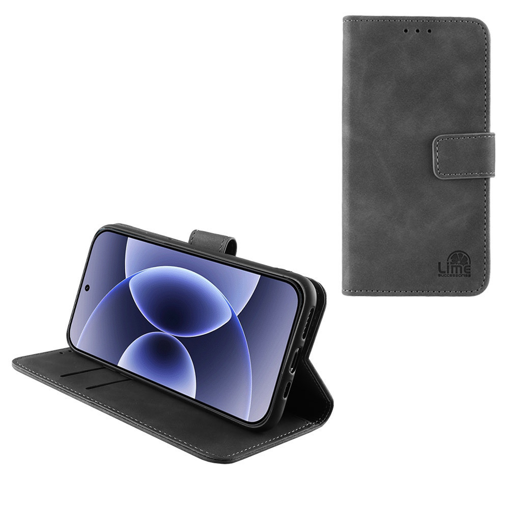 LIME ΘΗΚΗ XIAOMI 17 5G 6.3" ESSENTIAL MAGNET BOOK STAND CLIP GREY