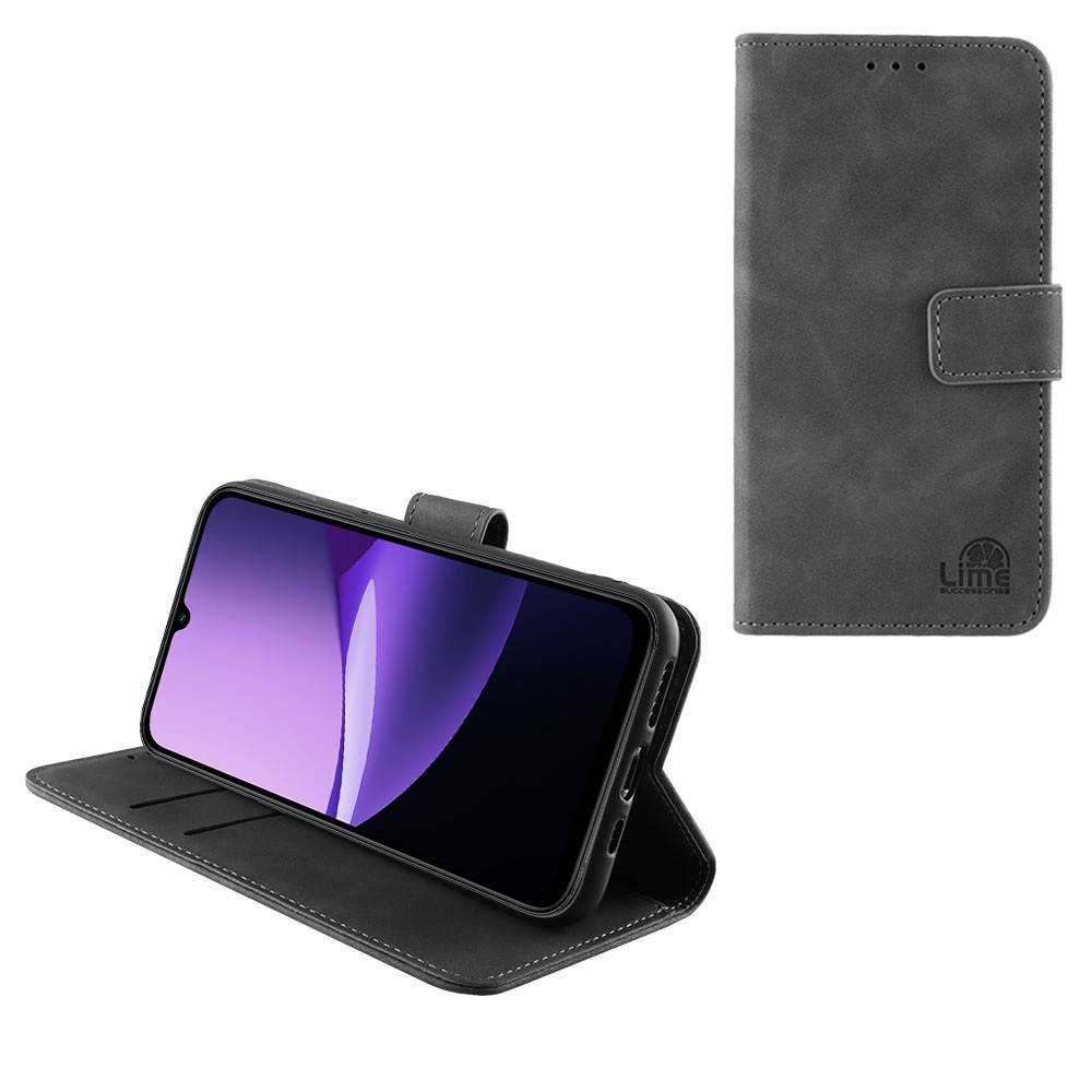 LIME ΘΗΚΗ XIAOMI REDMI 15C 5G 6.9" ESSENTIAL MAGNET BOOK STAND CLIP DARK GREY