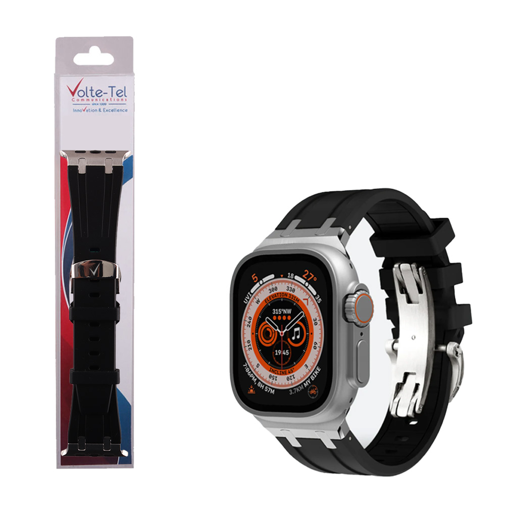 VOLTE-TEL VT157 ΛΟΥΡΑΚΙ ΡΟΛΟΓΙΟΥ ΣΙΛΙΚΟΝΗΣ ΣΥΜΒΑΤΟ ΜΕ APPLE WATCH 45/46/49mm SPORT BUTTERFLY BUCKLE BLACK