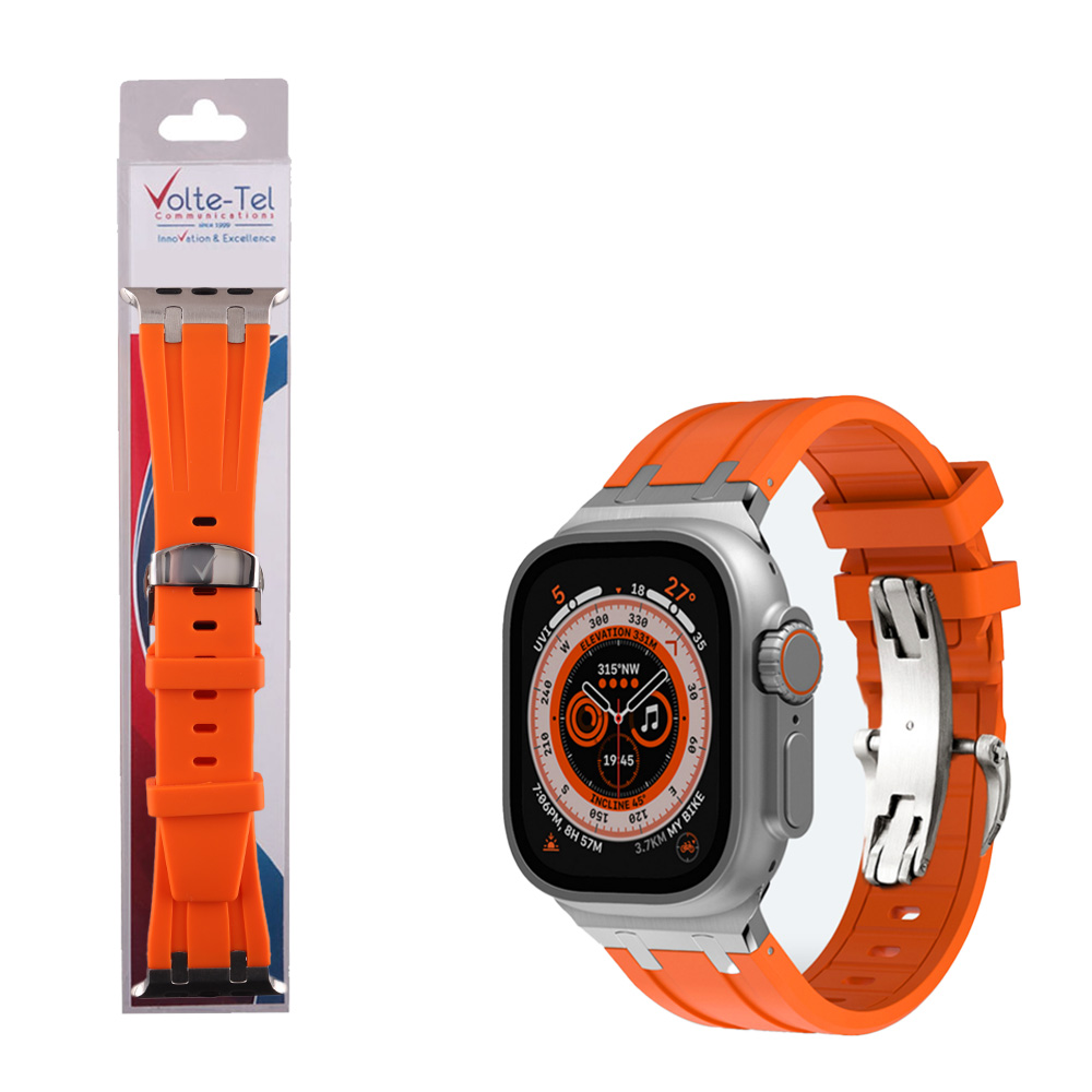 VOLTE-TEL VT157 ΛΟΥΡΑΚΙ ΡΟΛΟΓΙΟΥ ΣΙΛΙΚΟΝΗΣ ΣΥΜΒΑΤΟ ΜΕ APPLE WATCH 45/46/49mm SPORT BUTTERFLY BUCKLE ORANGE