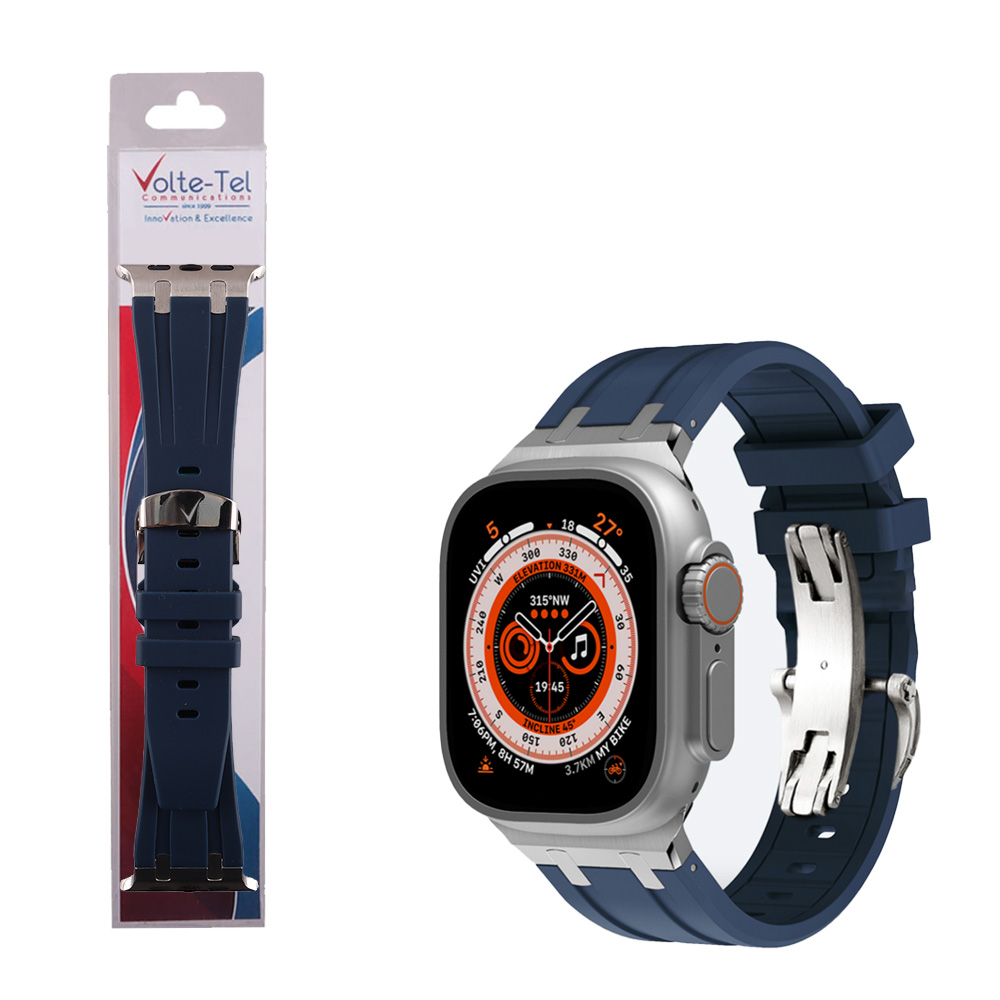 VOLTE-TEL VT157 ΛΟΥΡΑΚΙ ΡΟΛΟΓΙΟΥ ΣΙΛΙΚΟΝΗΣ ΣΥΜΒΑΤΟ ΜΕ APPLE WATCH 45/46/49mm SPORT BUTTERFLY BUCKLE BLUE