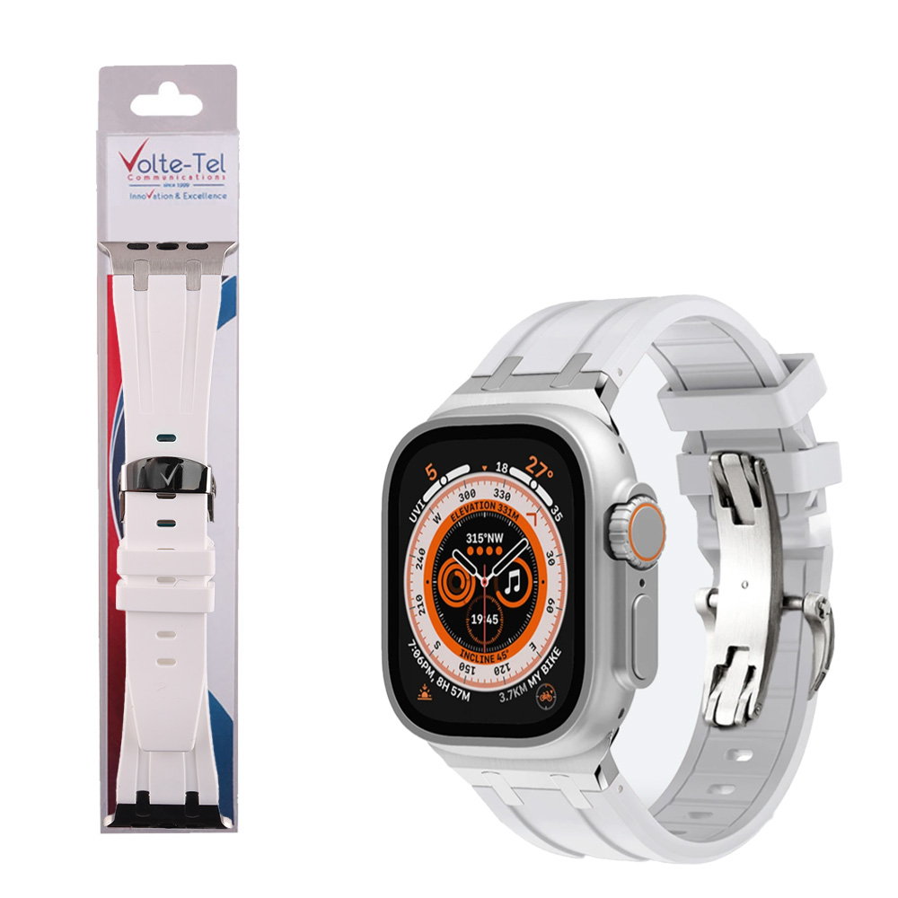 VOLTE-TEL VT157 ΛΟΥΡΑΚΙ ΡΟΛΟΓΙΟΥ ΣΙΛΙΚΟΝΗΣ ΣΥΜΒΑΤΟ ΜΕ APPLE WATCH 45/46/49mm SPORT BUTTERFLY BUCKLE WHITE