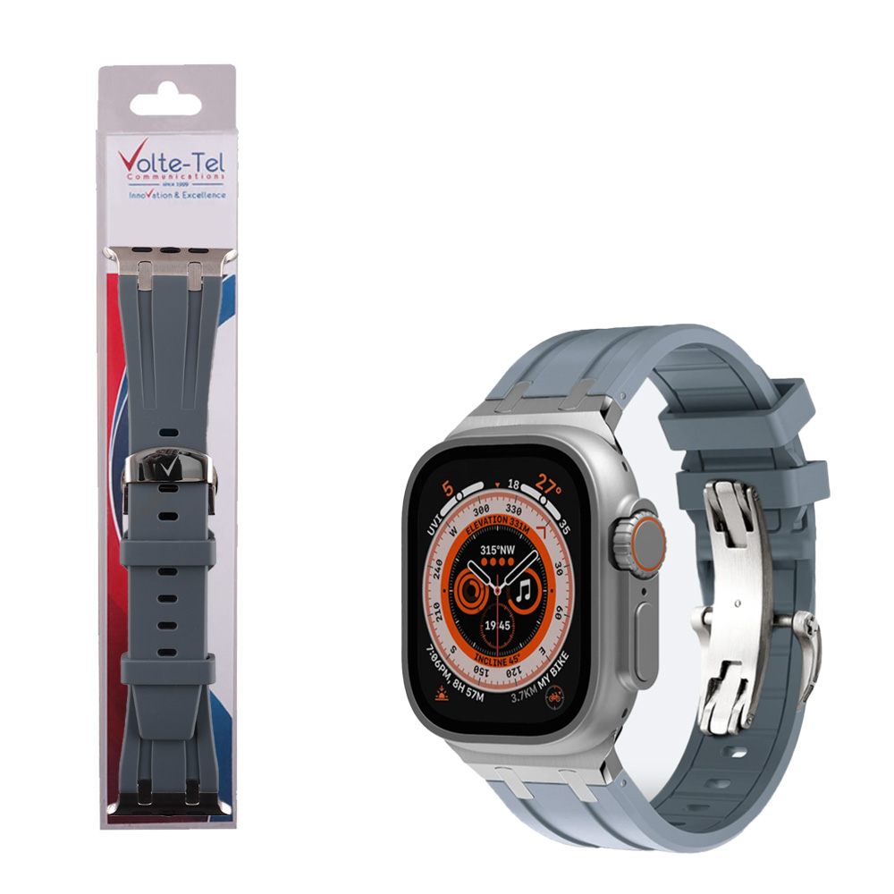 VOLTE-TEL VT157 ΛΟΥΡΑΚΙ ΡΟΛΟΓΙΟΥ ΣΙΛΙΚΟΝΗΣ ΣΥΜΒΑΤΟ ΜΕ APPLE WATCH 45/46/49mm SPORT BUTTERFLY BUCKLE LIGHT GREY