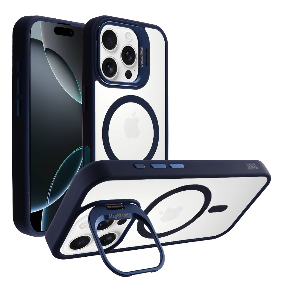 IDOL 1991 ΘΗΚΗ IPHONE 16 PRO MAX 6.9" MAGSTAND CLEAR BACK COVER TPU BLUE BUMPER AND MAGNET FULL CAMERA PROTECTION WITH STAND