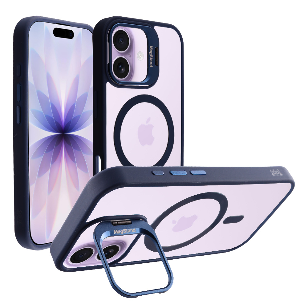 IDOL 1991 ΘΗΚΗ IPHONE 17 6.3" MAGSTAND CLEAR BACK COVER TPU BLUE BUMPER AND MAGNET FULL CAMERA PROTECTION WITH STAND