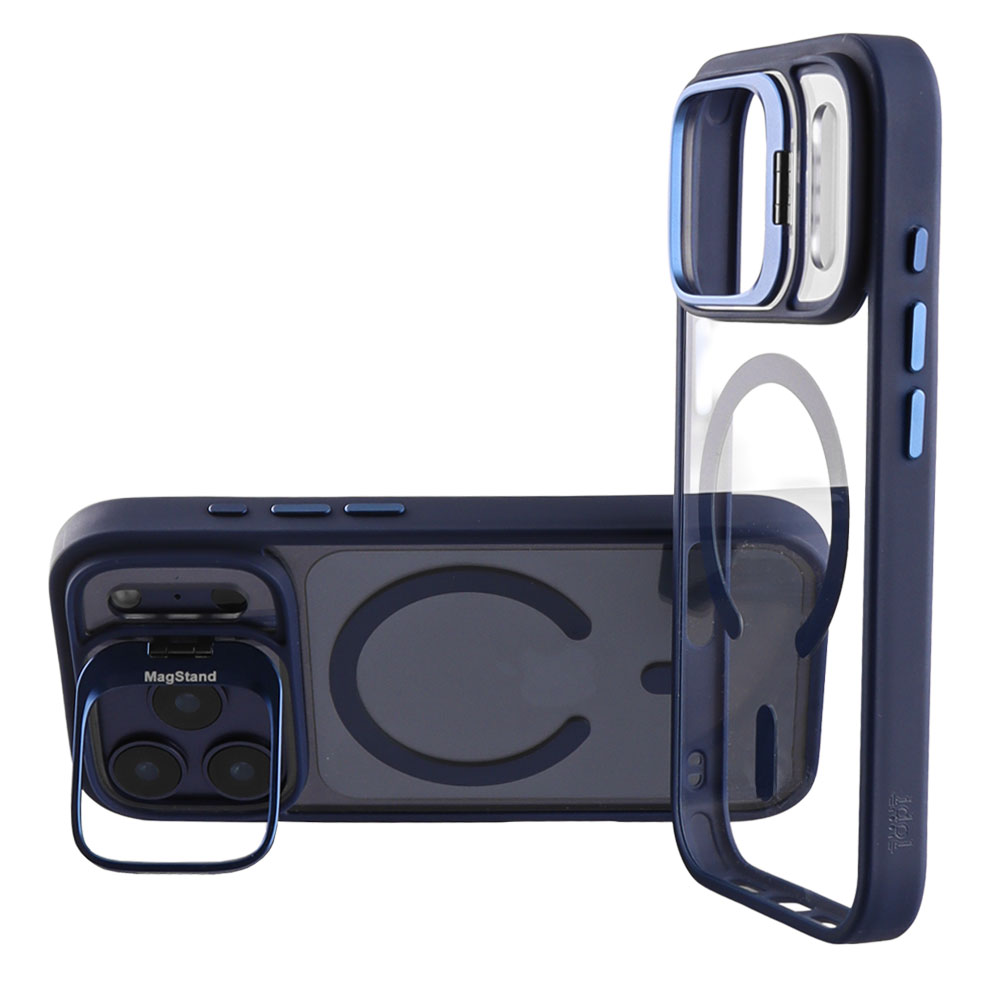 IDOL 1991 ΘΗΚΗ IPHONE 17 PRO 6.3" MAGSTAND CLEAR BACK COVER TPU BLUE BUMPER AND MAGNET FULL CAMERA PROTECTION WITH STAND