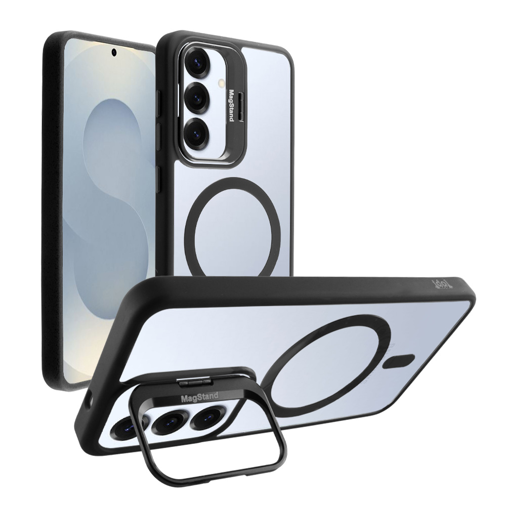 IDOL 1991 ΘΗΚΗ SAMSUNG S25 5G S931 6.2" MAGSTAND CLEAR BACK COVER TPU BLACK BUMPER AND MAGNET FULL CAMERA PROTECTION WITH STAND