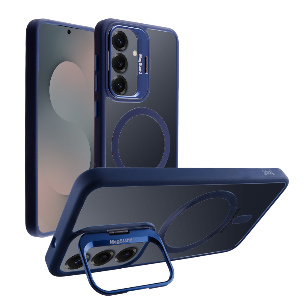 IDOL 1991 ΘΗΚΗ SAMSUNG S25 5G S931 6.2" MAGSTAND CLEAR BACK COVER TPU BLUE BUMPER AND MAGNET FULL CAMERA PROTECTION WITH STAND