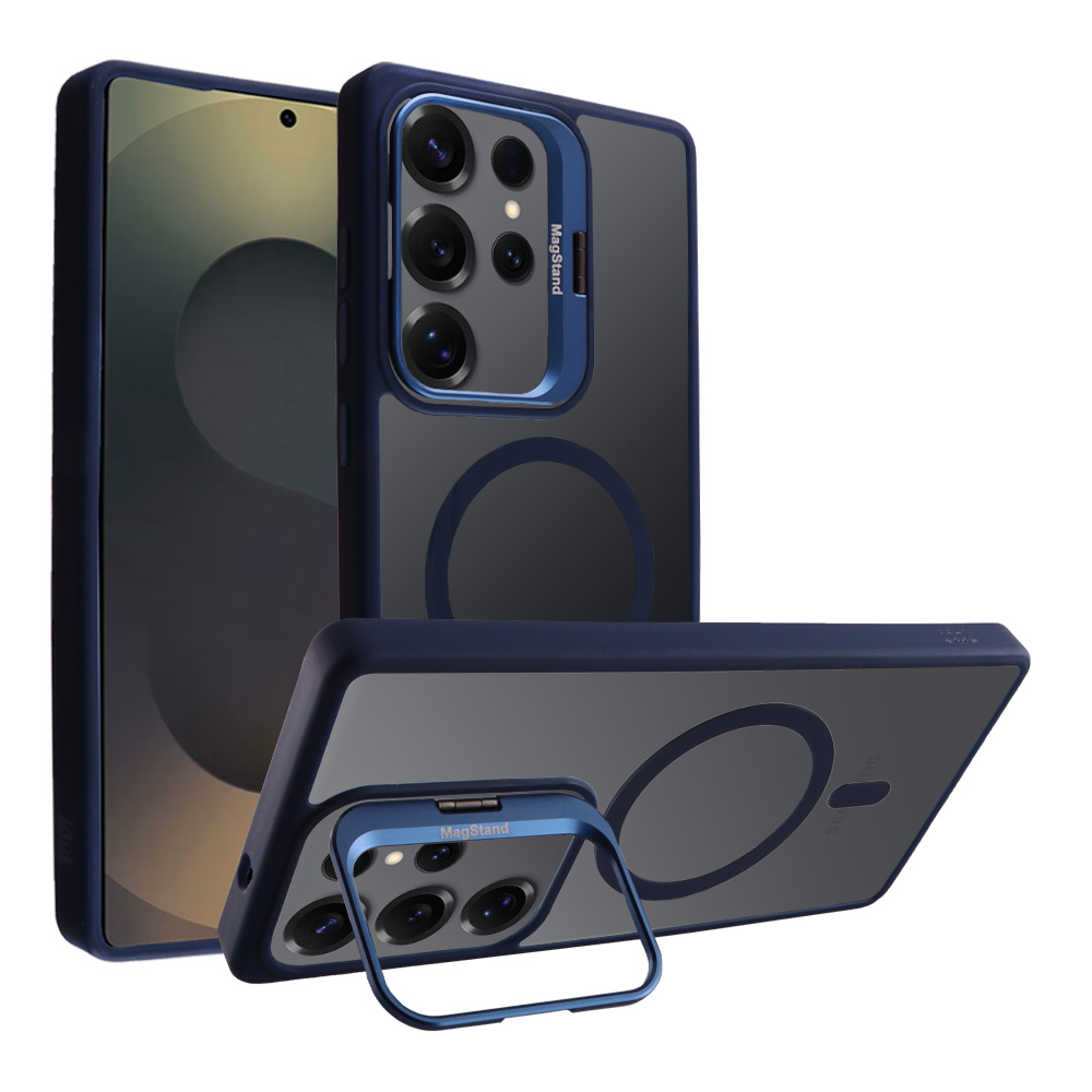 IDOL 1991 ΘΗΚΗ SAMSUNG S25 ULTRA 5G S938 6.9" MAGSTAND CLEAR BACK COVER TPU BLUE BUMPER AND MAGNET FULL CAMERA PROTECTION WITH S