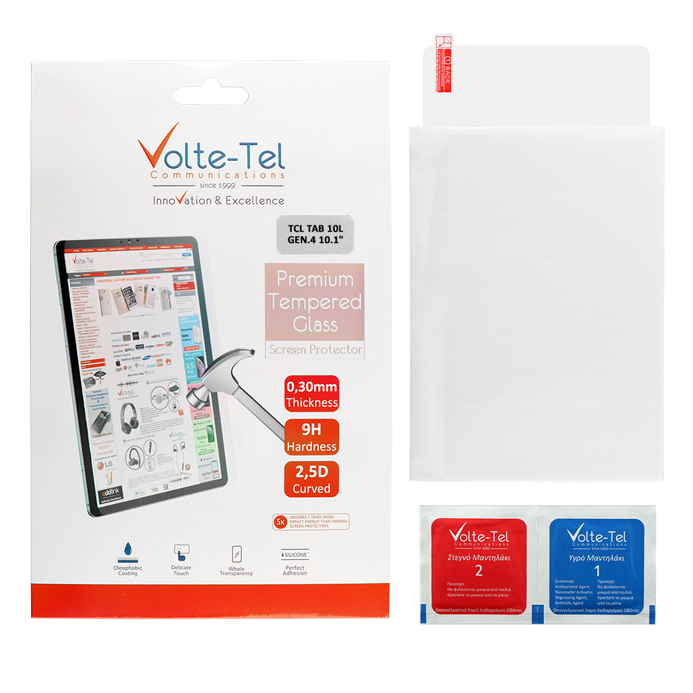 VOLTE-TEL TEMPERED GLASS TCL TAB 10L GEN.4 10.1" 9H 0.33mm 2.5D FULL GLUE