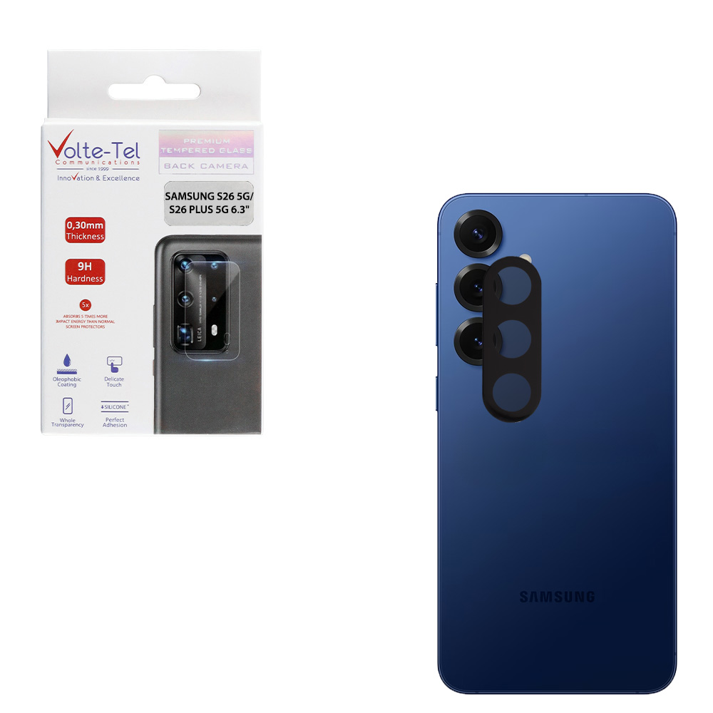 VOLTE-TEL TEMPERED GLASS SAMSUNG S26 5G/S26 PLUS 5G 6.3" 9H 0.25mm 3D CURVED FOR CAMERA BLACK