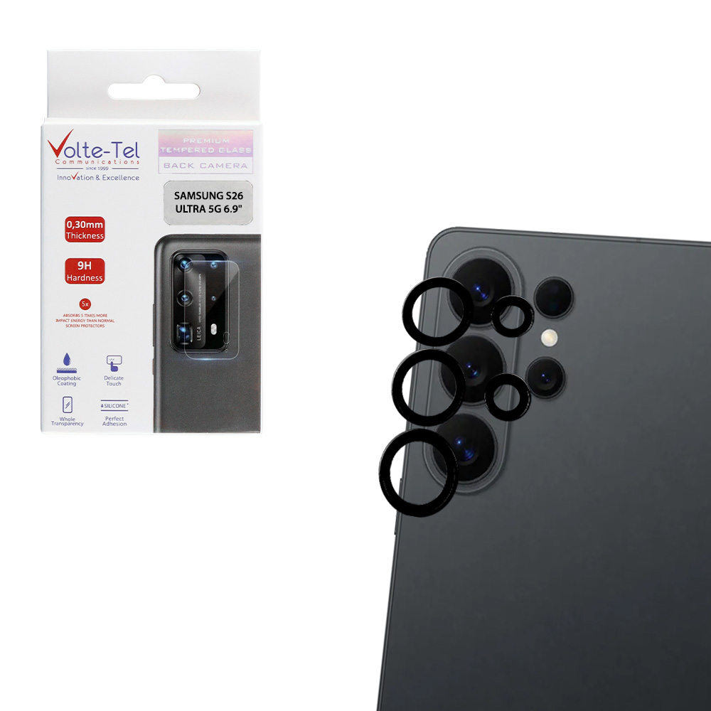 VOLTE-TEL CAMERA GLASS COVER SAMSUNG S26 ULTRA 5G 6.9" 9H 0.30MM EASY APPLICATION TITANIUM BLACK