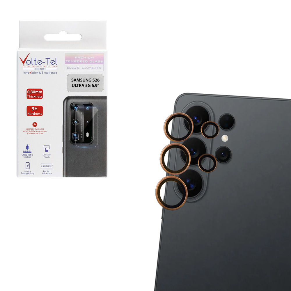 VOLTE-TEL CAMERA GLASS COVER SAMSUNG S26 ULTRA 5G 6.9" 9H 0.30MM EASY APPLICATION TITANIUM GOLD