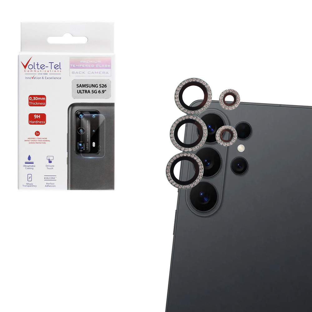 VOLTE-TEL CAMERA GLASS COVER SAMSUNG S26 ULTRA 5G 6.9" 9H 0.33MM EASY APPLICATION WITH STRASS MINT