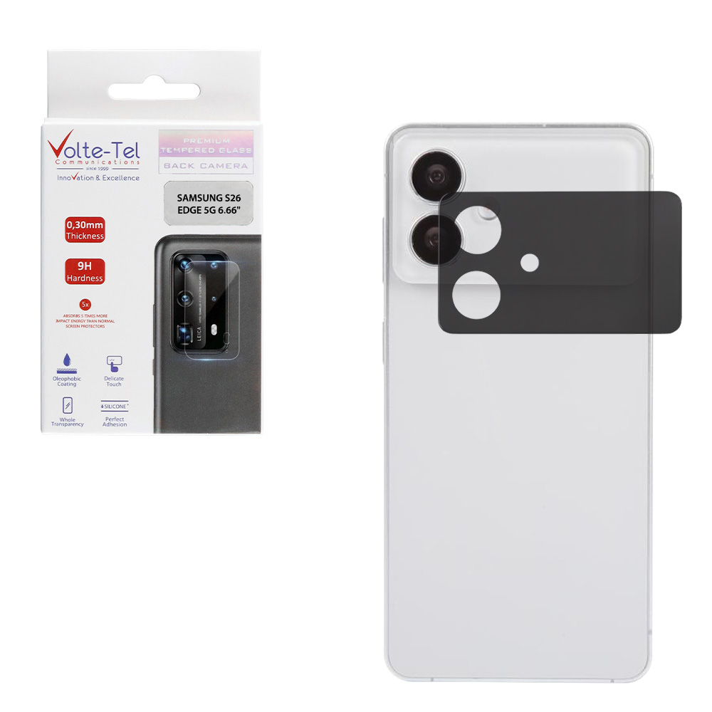 VOLTE-TEL TEMPERED GLASS SAMSUNG S26 EDGE 5G 6.66" 9H 0.25mm 3D CURVED FOR CAMERA BLACK