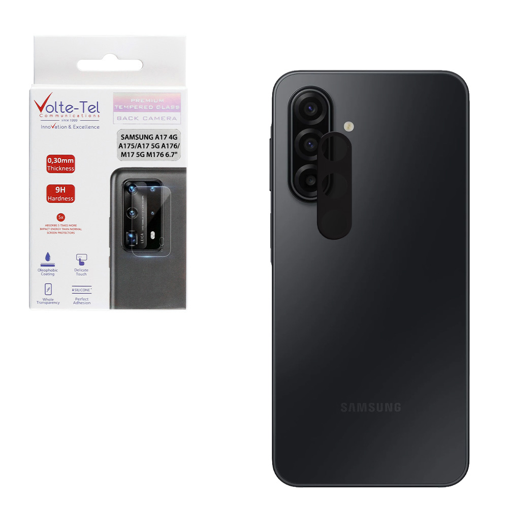 VOLTE-TEL TEMPERED GLASS SAMSUNG A17 4G A175/A17 5G A176/M17 5G M176 6.7" 9H 0.25mm 3D CURVED FOR CAMERA BLACK