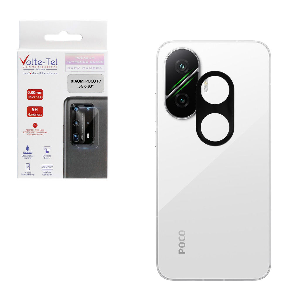 VOLTE-TEL TEMPERED GLASS XIAOMI POCO F7 5G 6.83" 9H 0.25mm 3D CURVED FOR CAMERA BLACK