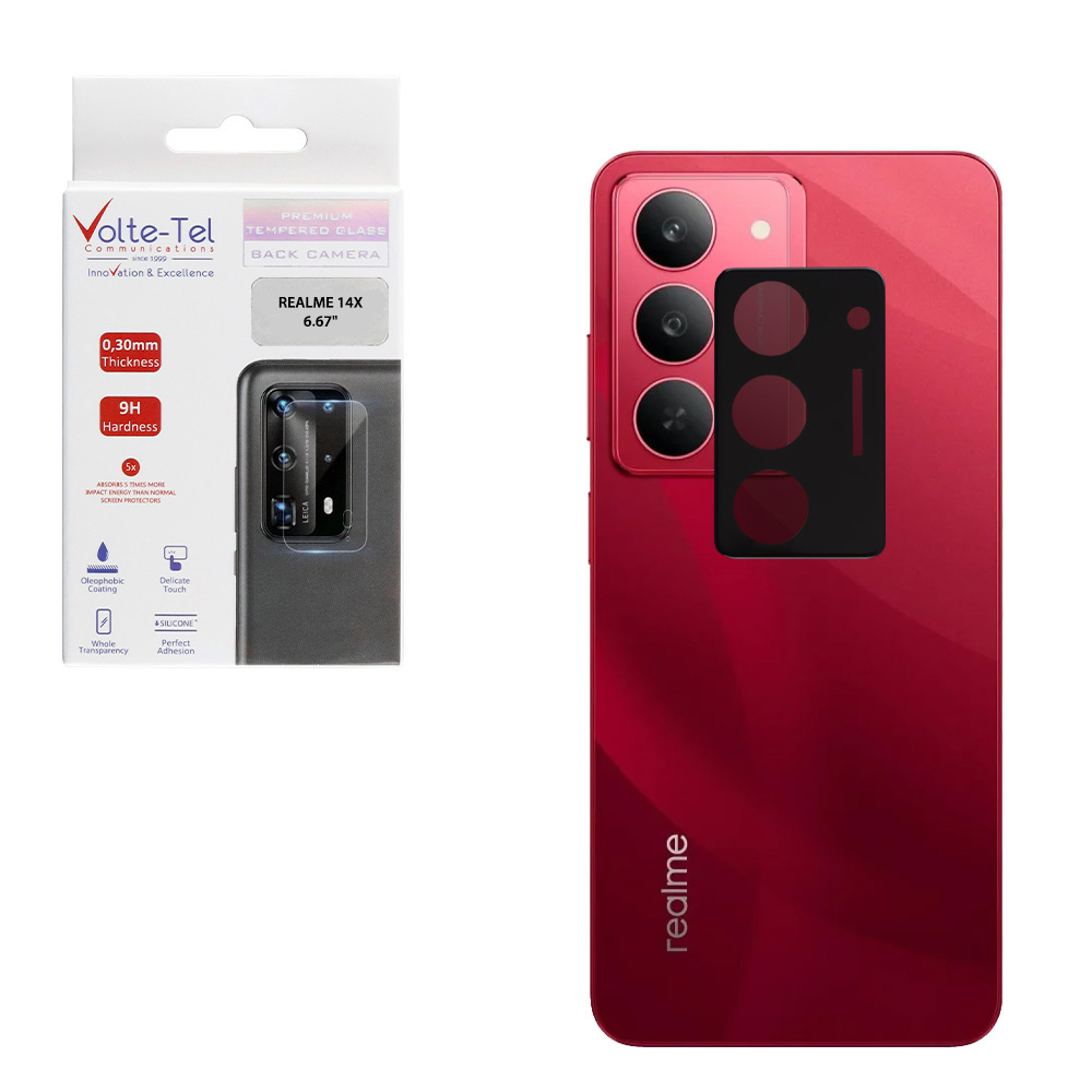 VOLTE-TEL TEMPERED GLASS REALME 14X 6.67" 9H 0.25mm 3D CURVED FOR CAMERA BLACK