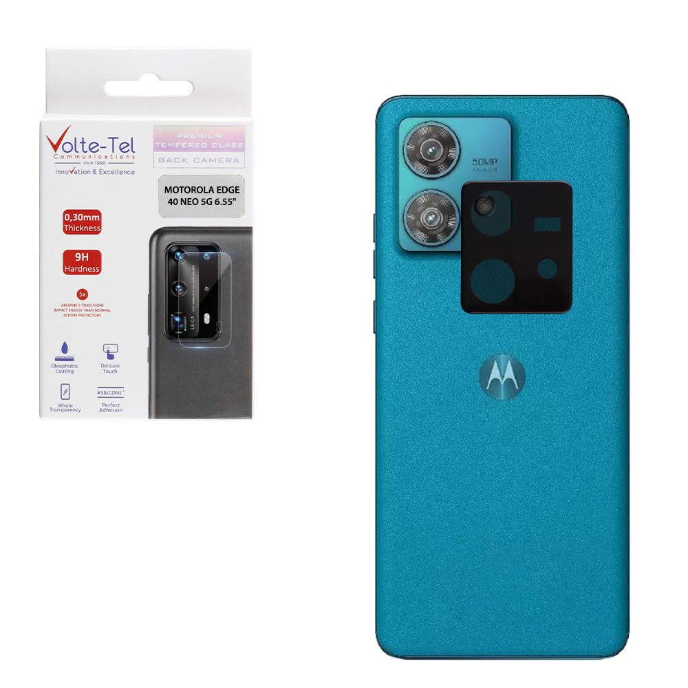 VOLTE-TEL TEMPERED GLASS MOTOROLA EDGE 40 NEO 5G 6.55" 9H 0.25mm 3D CURVED FOR CAMERA BLACK