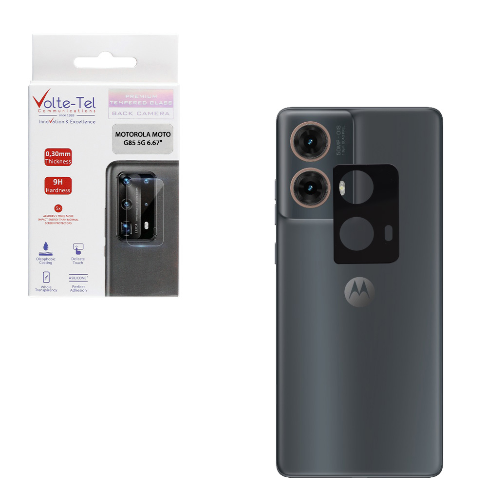 VOLTE-TEL TEMPERED GLASS MOTOROLA MOTO G85 5G XT2427-2 6.67" 9H 0.25mm 3D CURVED FOR CAMERA BLACK