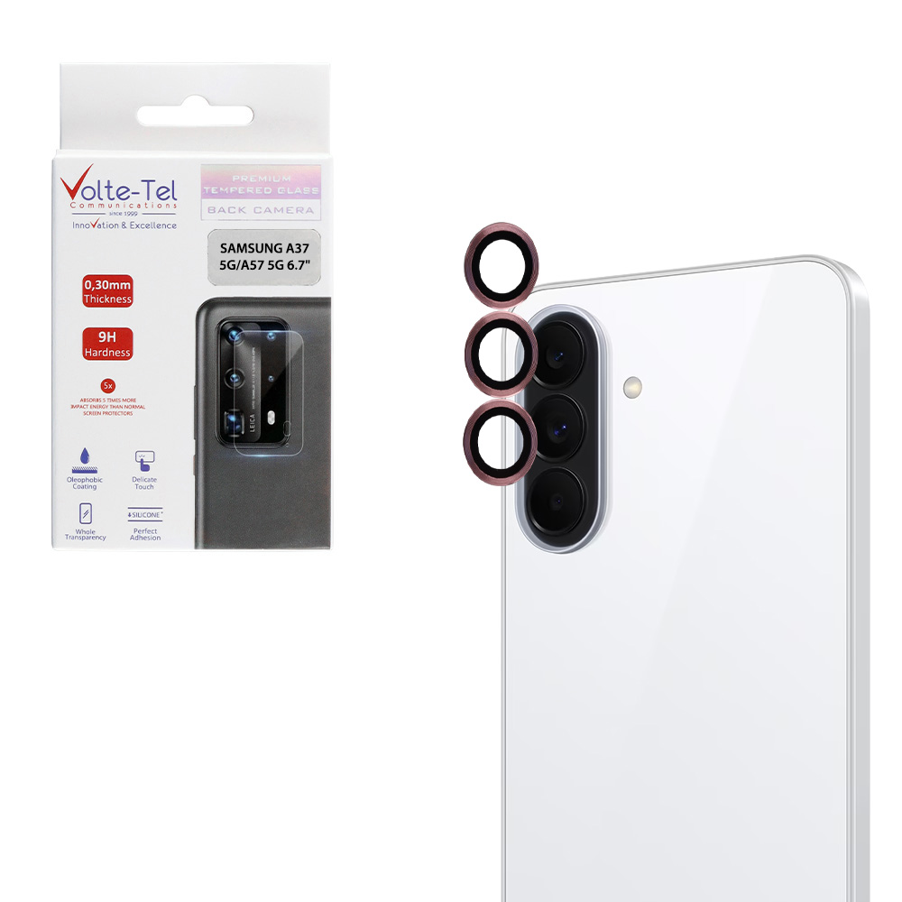 VOLTE-TEL CAMERA GLASS COVER SAMSUNG A37 5G/A57 5G 6.7" 9H 0.30MM EASY APPLICATION PINK