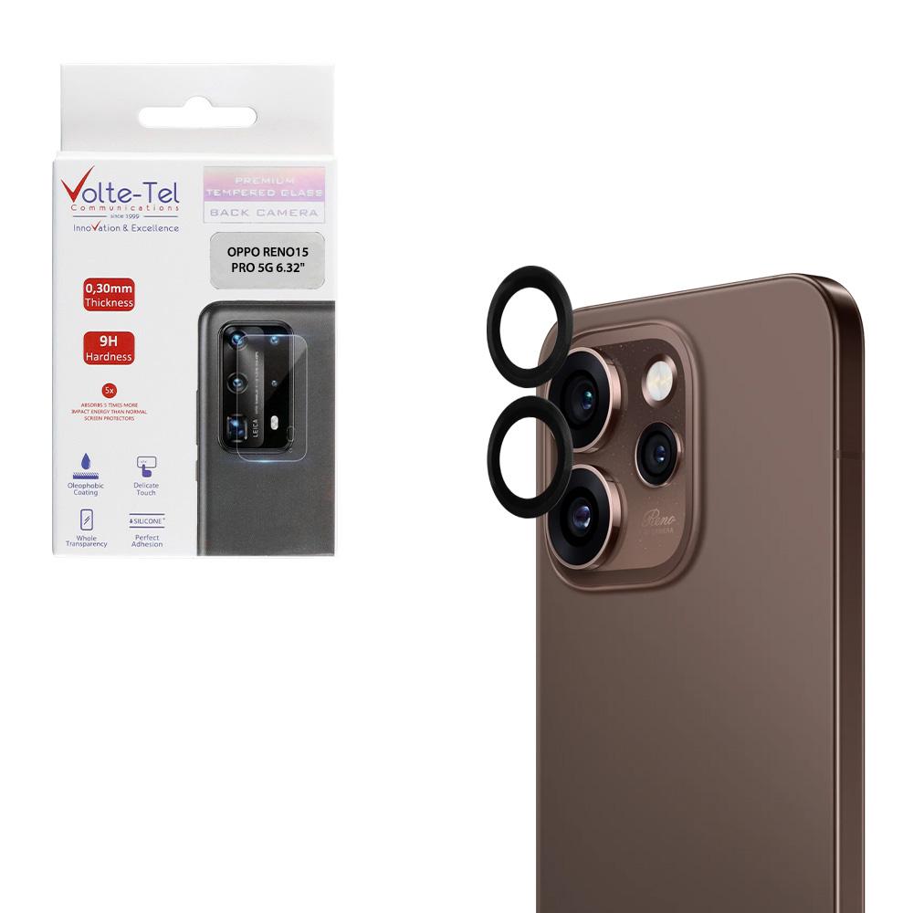 VOLTE-TEL CAMERA GLASS COVER OPPO RENO15 PRO 5G 6.32" 9H 0.30MM EASY APPLICATION BLACK