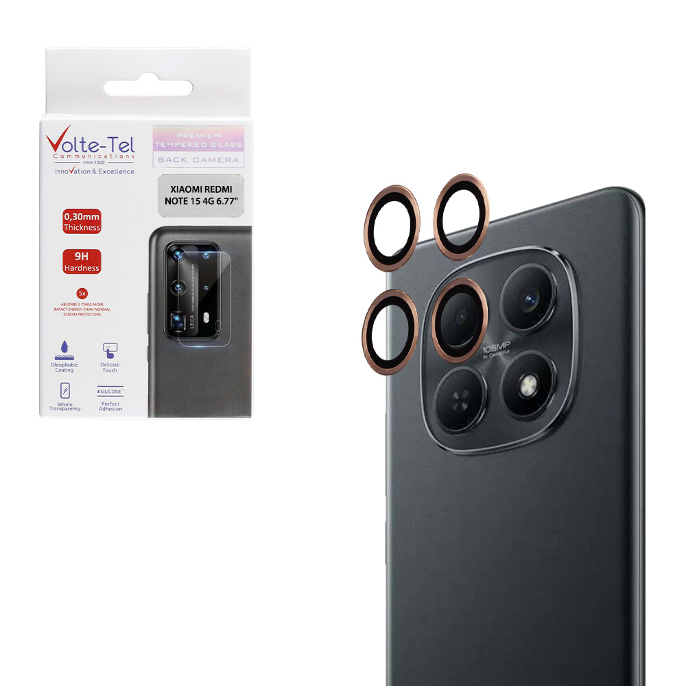 VOLTE-TEL CAMERA GLASS COVER XIAOMI REDMI NOTE 15 4G 6.77" 9H 0.30MM EASY APPLICATION GOLD