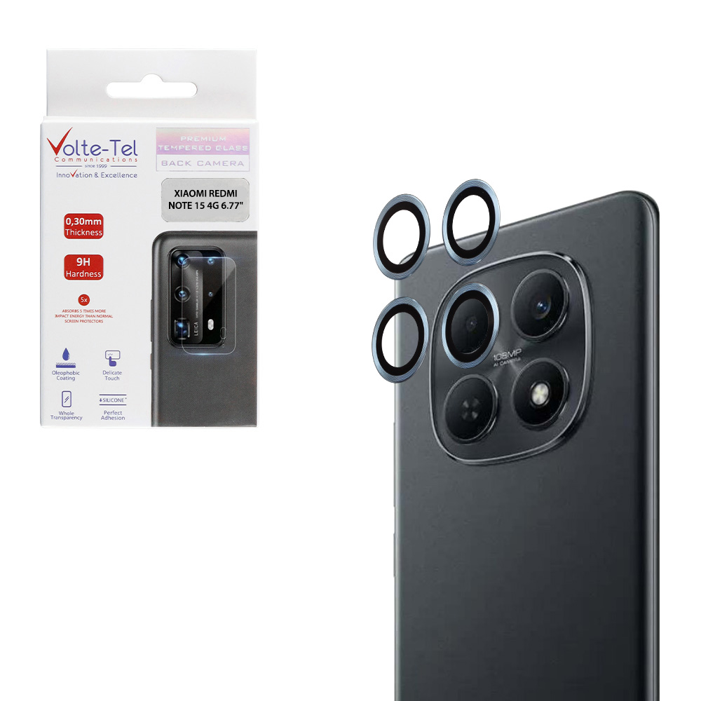 VOLTE-TEL CAMERA GLASS COVER XIAOMI REDMI NOTE 15 4G 6.77" 9H 0.30MM EASY APPLICATION BLUE