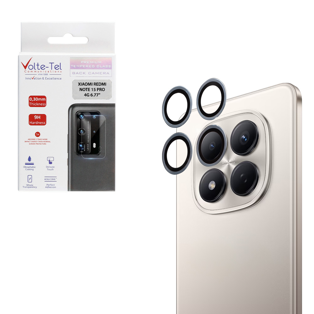 VOLTE-TEL CAMERA GLASS COVER XIAOMI REDMI NOTE 15 PRO 4G 6.77" 9H 0.30MM EASY APPLICATION BLUE