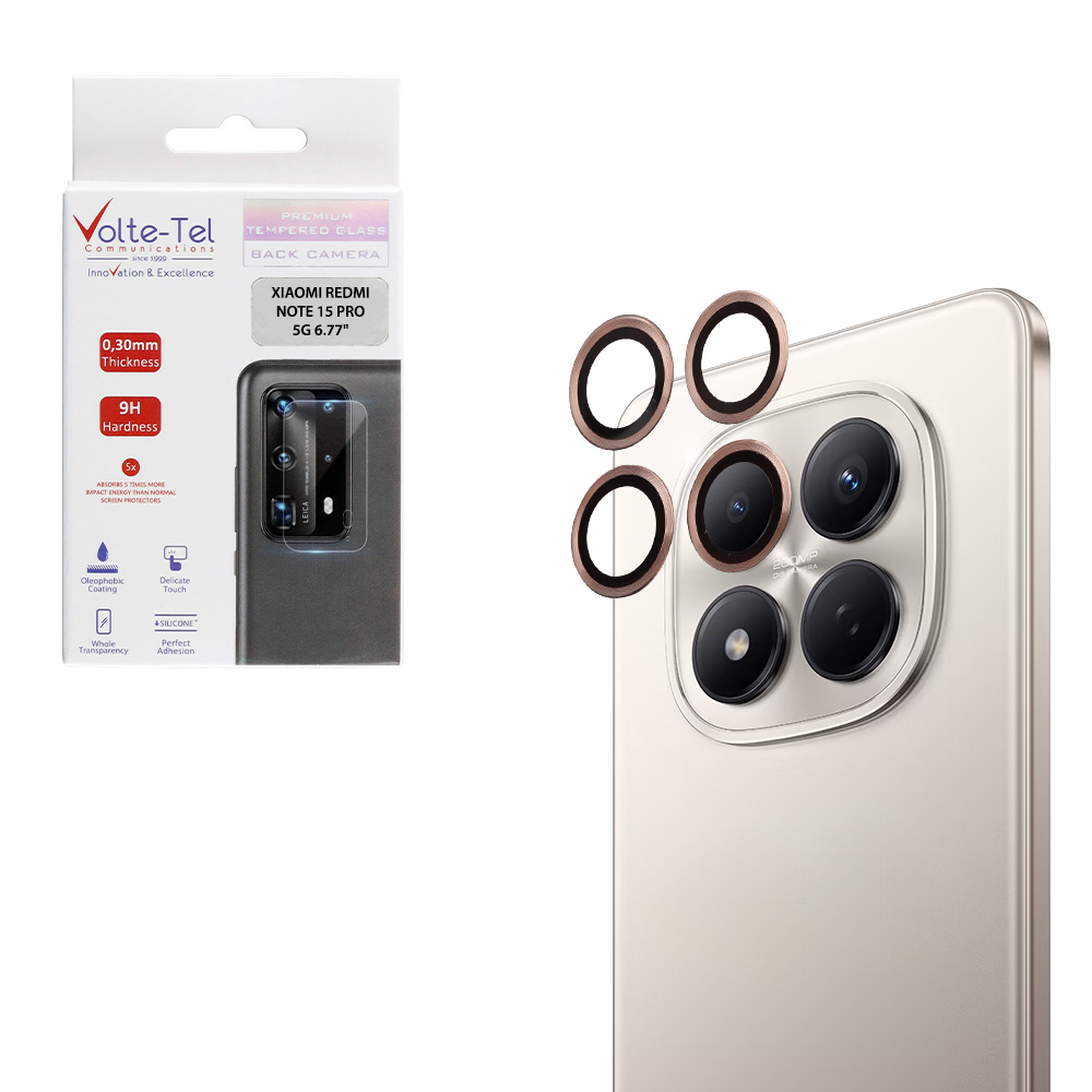 VOLTE-TEL CAMERA GLASS COVER XIAOMI REDMI NOTE 15 PRO 5G 6.77" 9H 0.30MM EASY APPLICATION GOLD