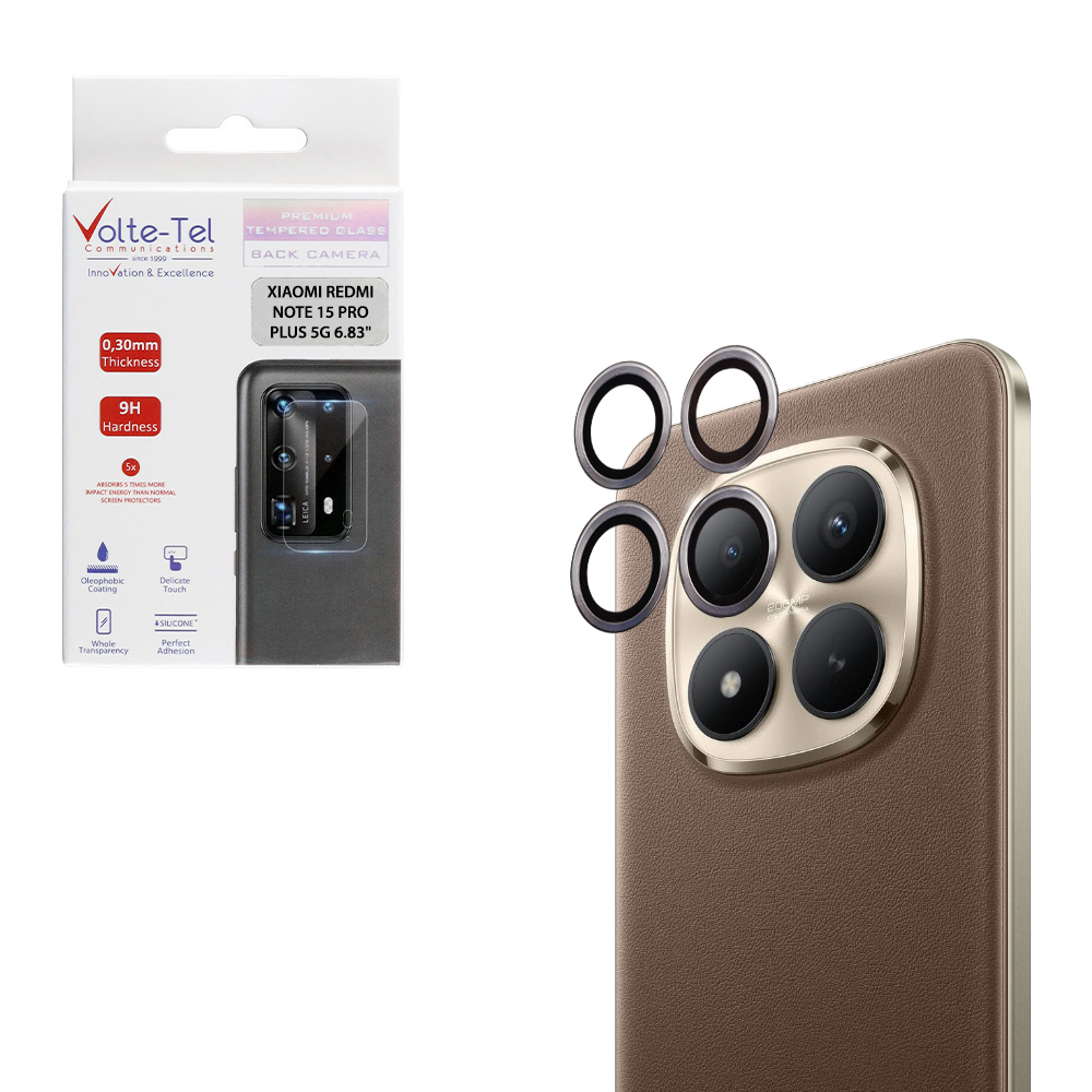 VOLTE-TEL CAMERA GLASS COVER XIAOMI REDMI NOTE 15 PRO PLUS 5G 6.83" 9H 0.30MM EASY APPLICATION SILVER