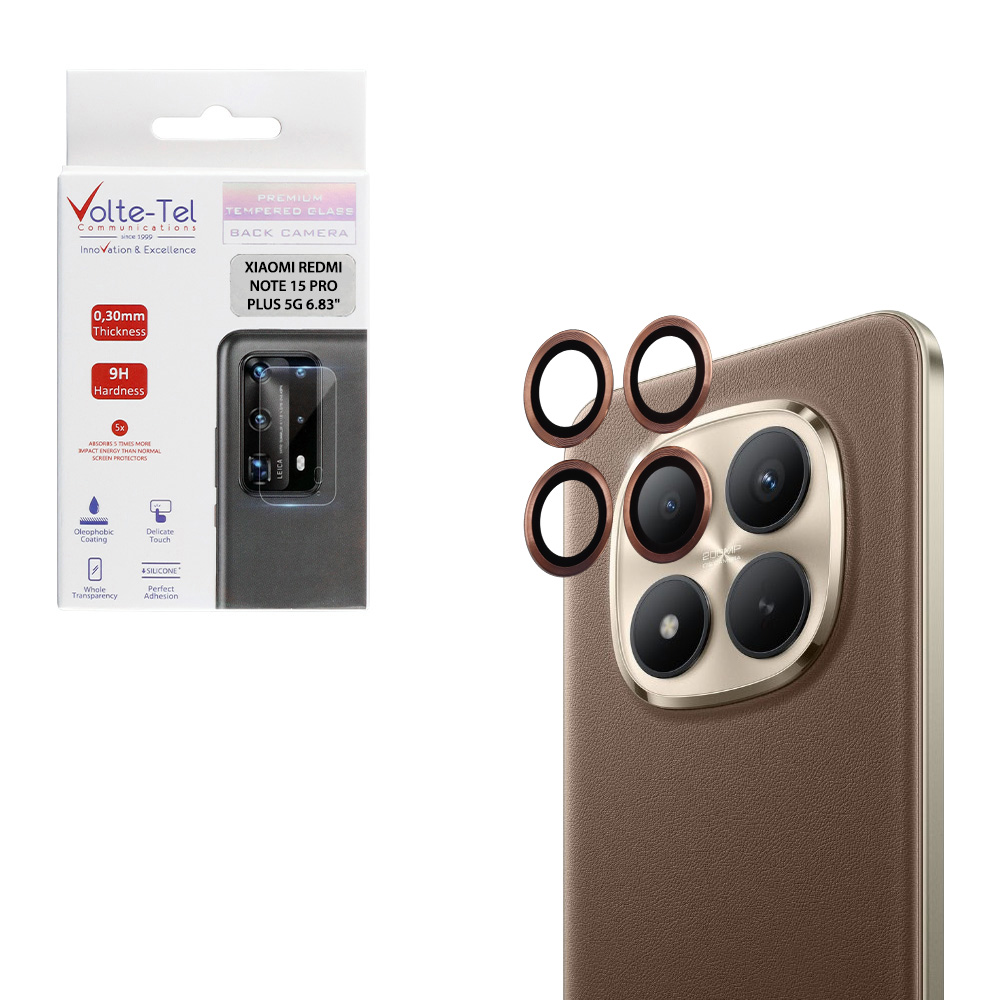 VOLTE-TEL CAMERA GLASS COVER XIAOMI REDMI NOTE 15 PRO PLUS 5G 6.83" 9H 0.30MM EASY APPLICATION GOLD