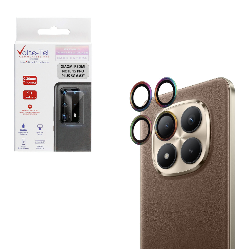 VOLTE-TEL CAMERA GLASS COVER XIAOMI REDMI NOTE 15 PRO PLUS 5G 6.83" 9H 0.30MM EASY APPLICATION RAINBOW