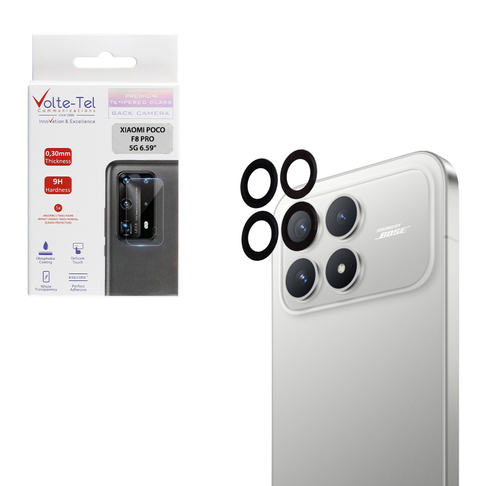 VOLTE-TEL CAMERA GLASS COVER XIAOMI POCO F8 PRO 6.59" 9H 0.30MM EASY APPLICATION BLACK
