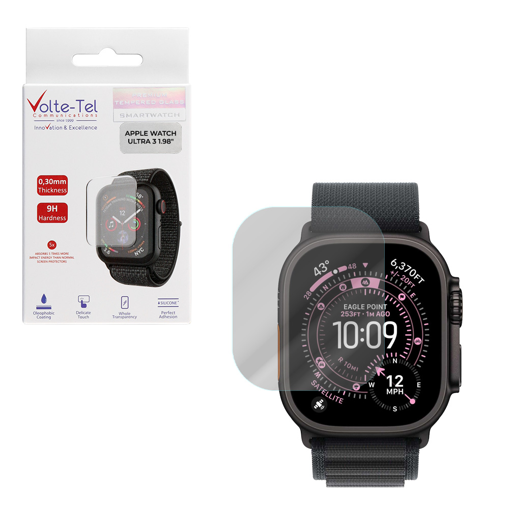 VOLTE-TEL TEMPERED GLASS APPLE WATCH ULTRA 3 49mm 1.98" 9H 0.30mm 2.5D FULL GLUE FULL COVER