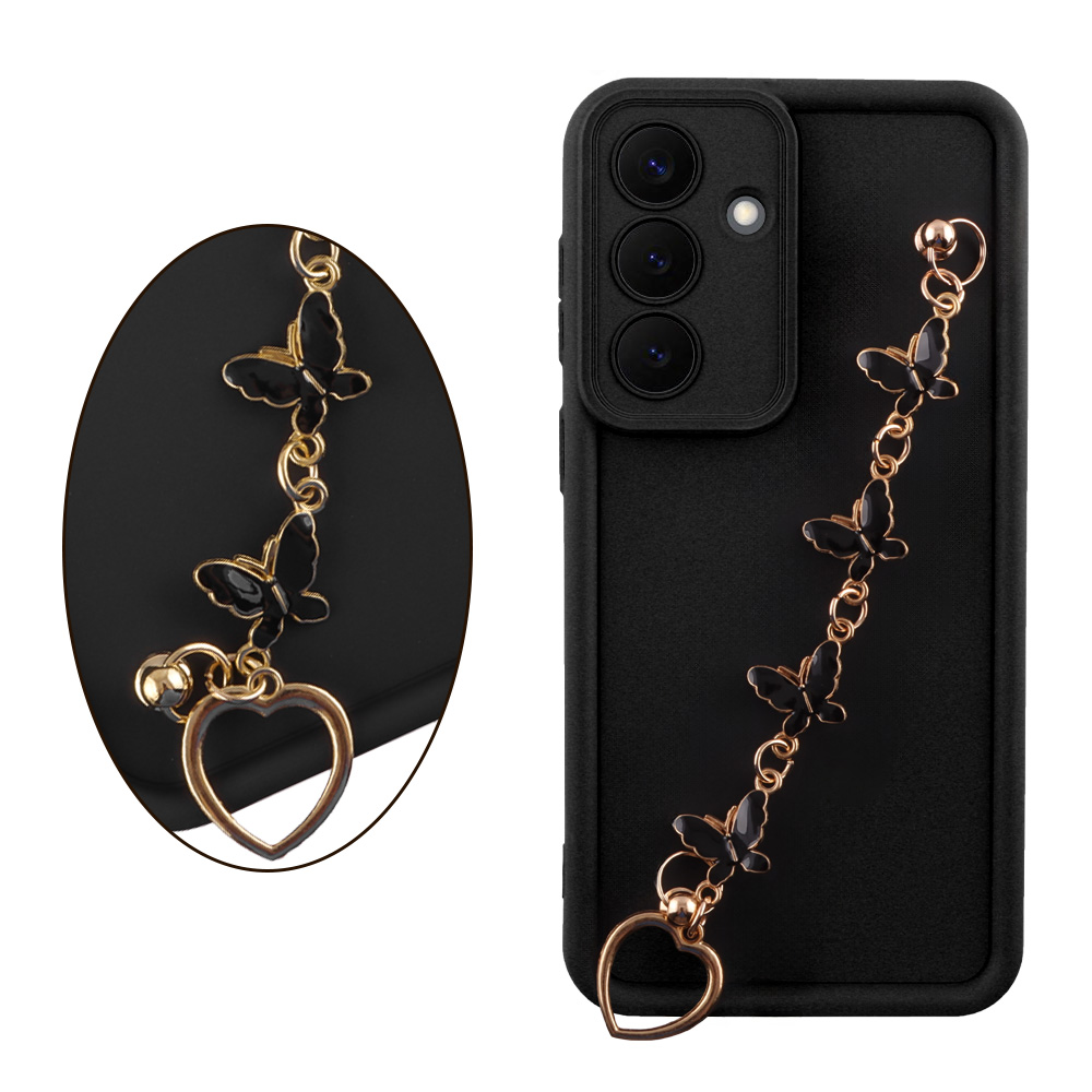 VOLTE-TEL ΘΗΚΗ SAMSUNG S26 PLUS 5G 6.7" SILICON TPU WITH STRAP FULL CAMERA PROTECTION BLACK WITH BLACK BUTTERFLIES