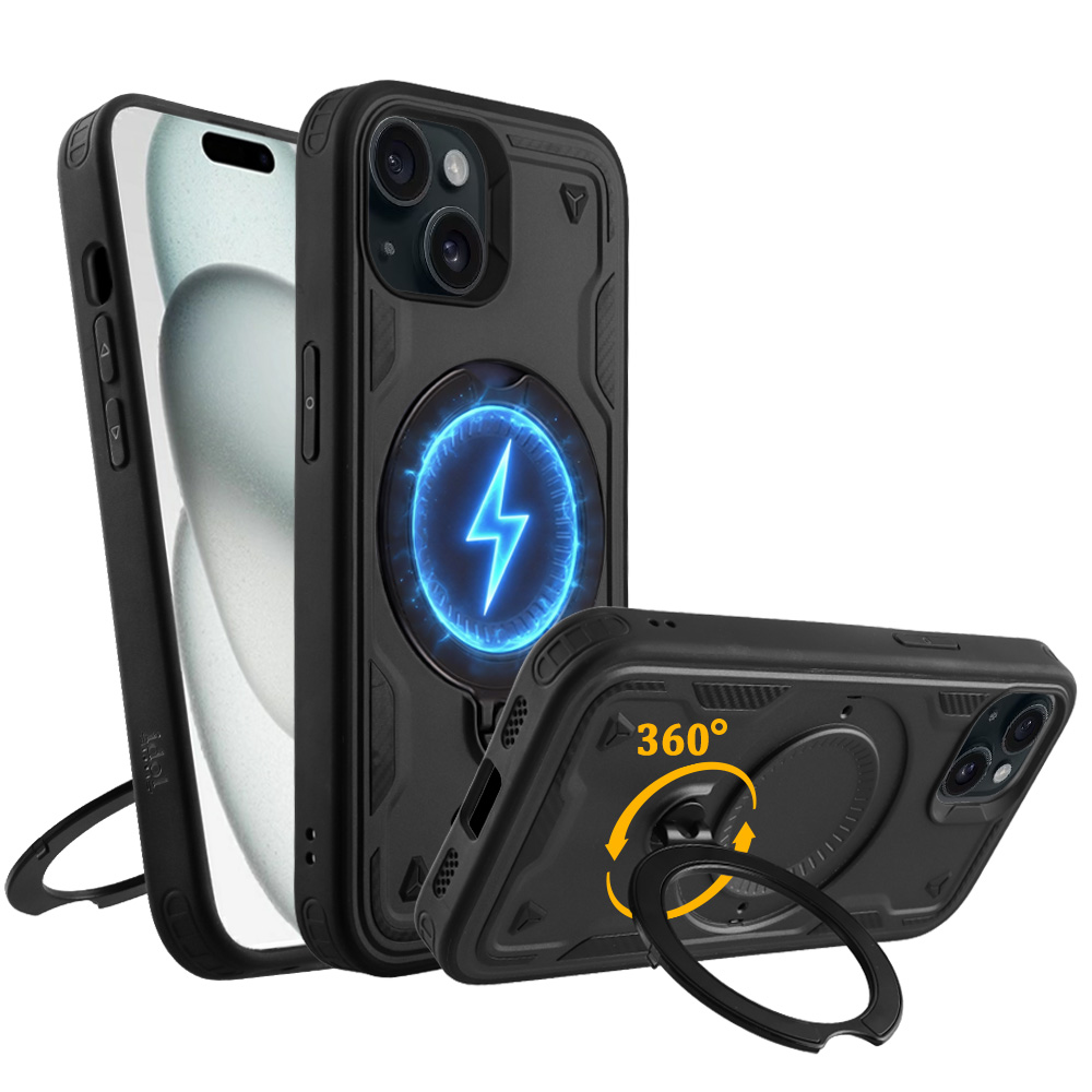 IDOL 1991 ARMOR TPU ΘΗΚΗ IPHONE 15 6.1in HYPER MAGSAFE STAND CAMERA GUARD BLACK