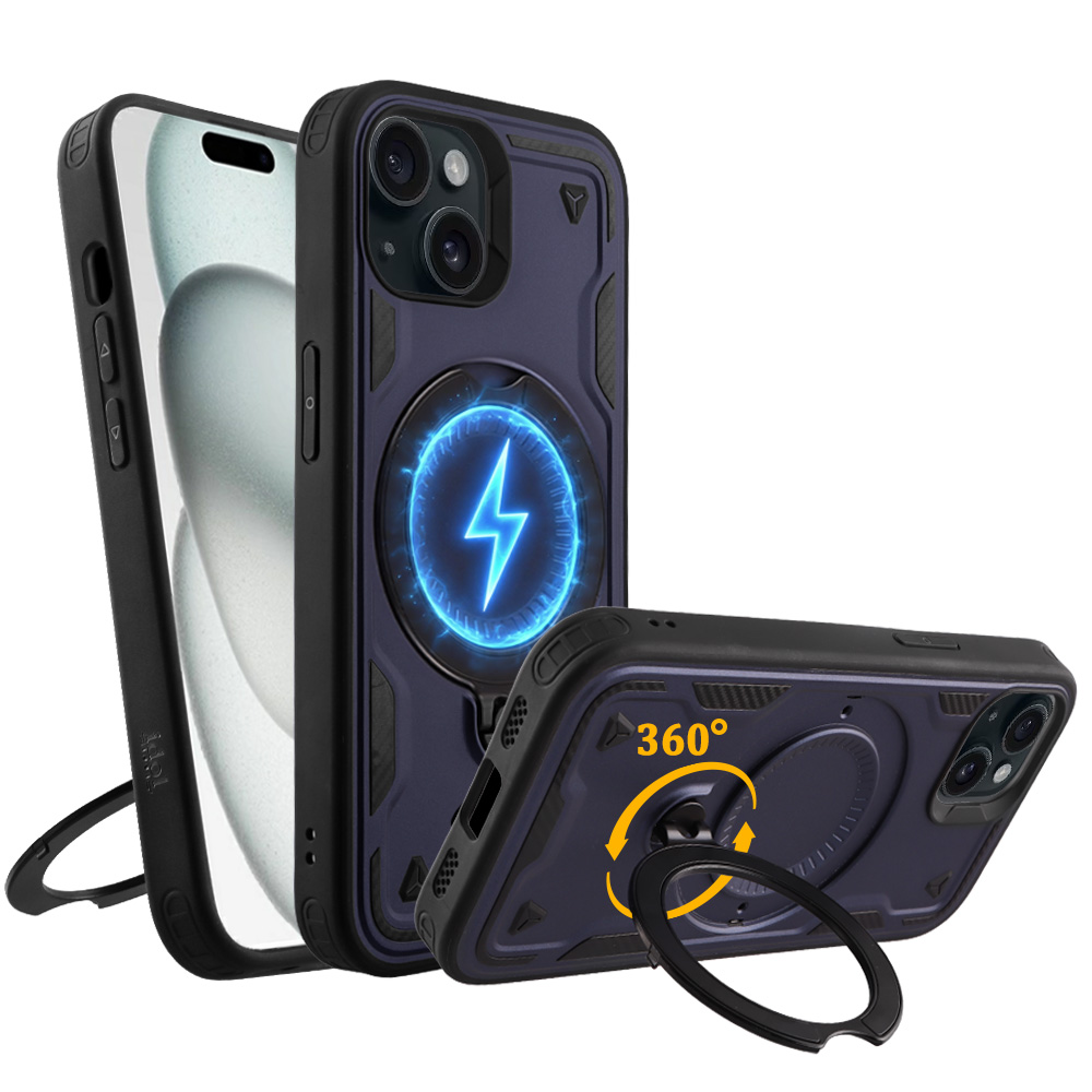 IDOL 1991 ARMOR TPU ΘΗΚΗ IPHONE 15 6.1in HYPER MAGSAFE STAND CAMERA GUARD BLUE