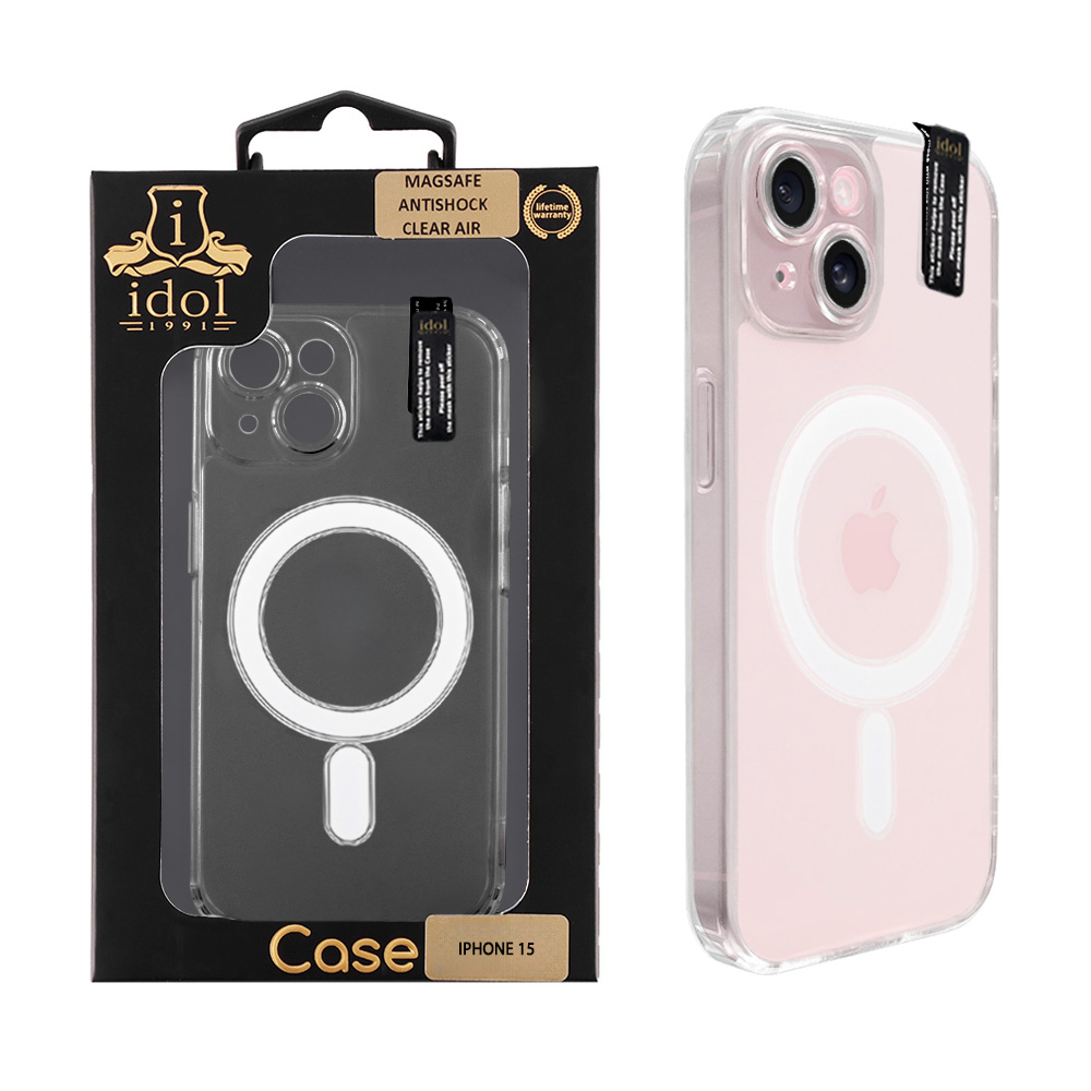 IDOL 1991 ΘΗΚΗ IPHONE 15 6.1" SUPER MAGSAFE ANTISHOCK CLEAR AIR BACK COVER TPU FULL CAMERA PROTECTION ΔΙΑΦΑΝΗ